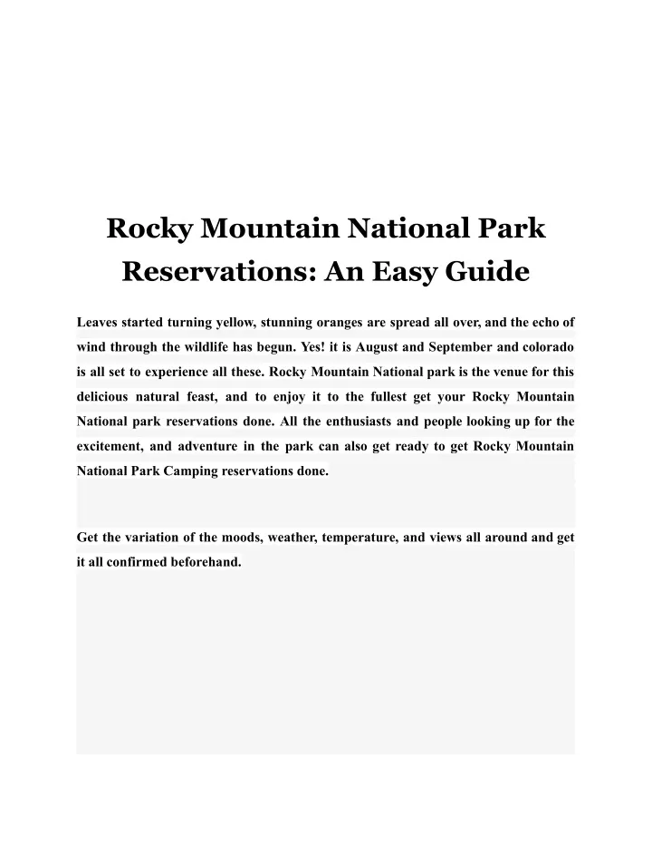 rocky mountain national park reservations an easy