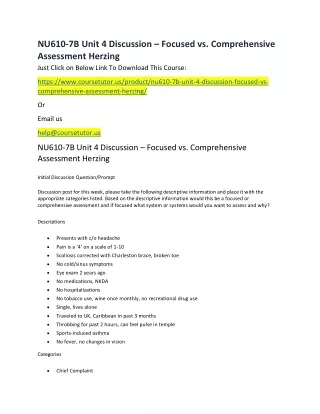 nu610 7b unit 4 discussion focused