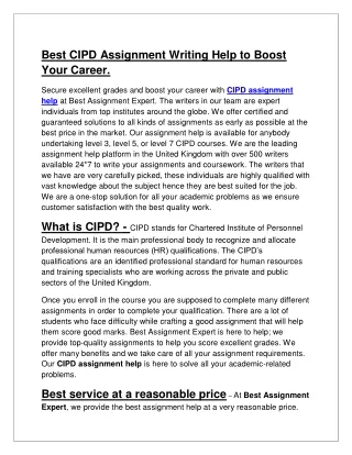 Best CIPD Assignment Writing Help to Boost Your Career.