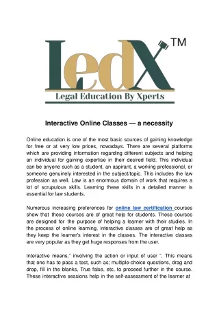 interactive online classes a necessity online