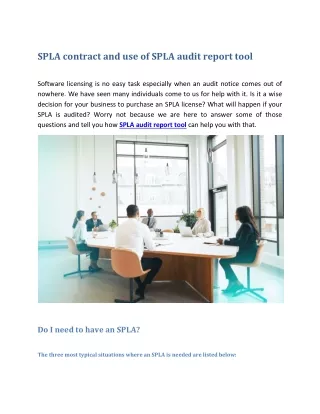 spla contract and use of spla audit report tool