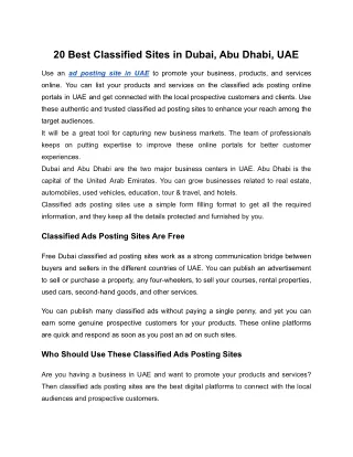 20 Best Classified Sites in Dubai, Abu Dhabi, UAE