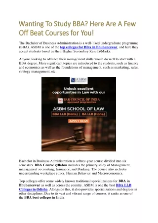 Wanting To Study Bba? Here Are A Few Off Beat Courses For You!