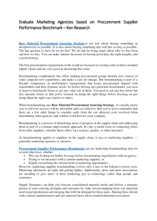 evaluate marketing agencies based on procurement