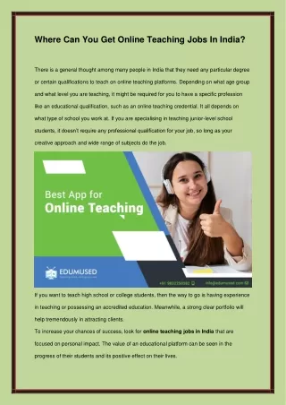 Best online teaching jobs in india