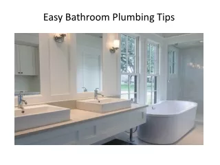 Easy Bathroom Plumbing Tips