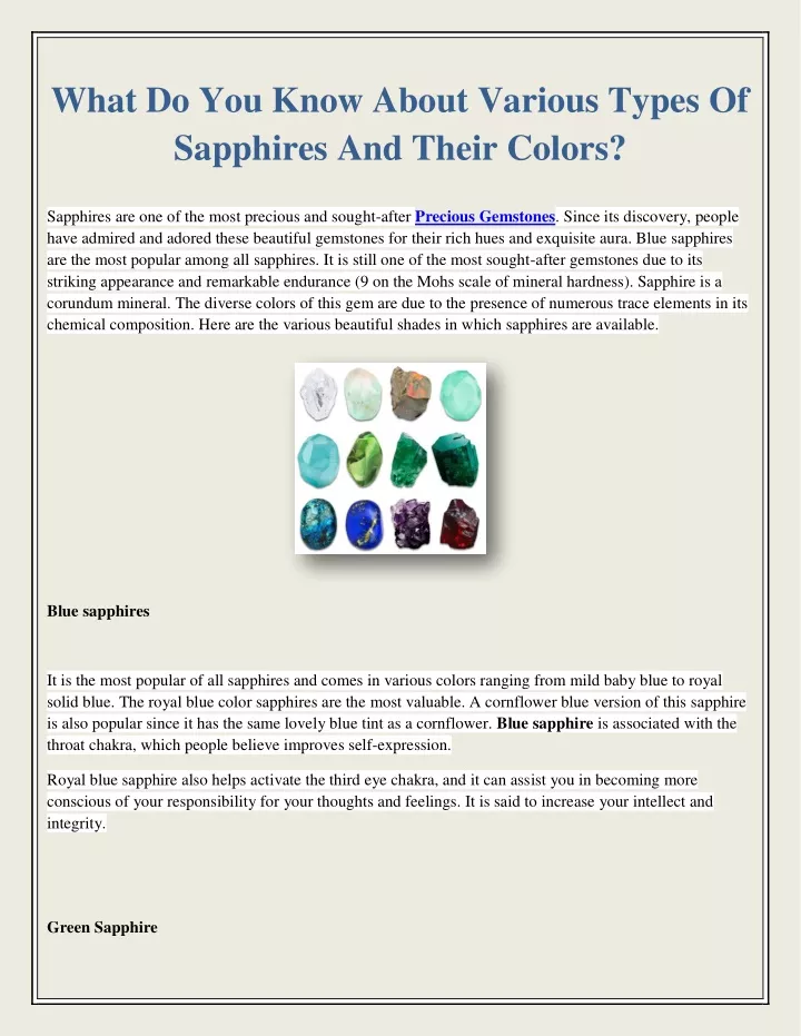 what do you know about various types of sapphires