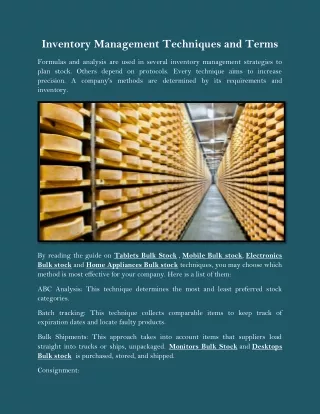 inventory management techniques and terms