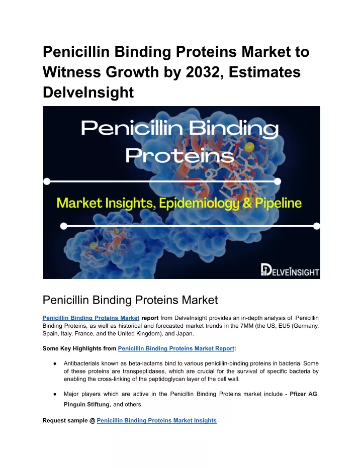penicillin binding proteins market to witness