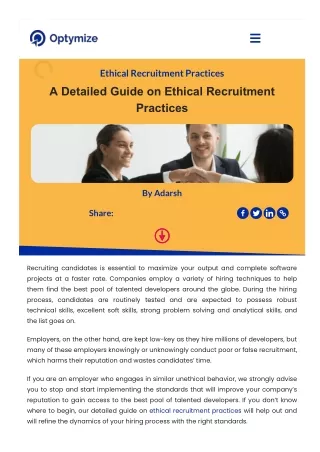 A Detailed Guide on Ethical Recruitment Practices | Optymize