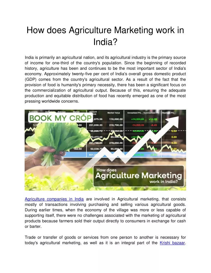 how does agriculture marketing work in india