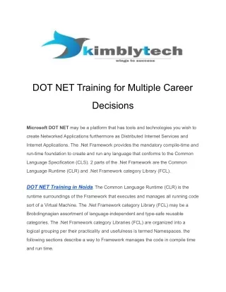 dot net training for multiple career