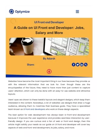 A Guide on UI Front end Developer: Jobs, Salary and More | Optymize
