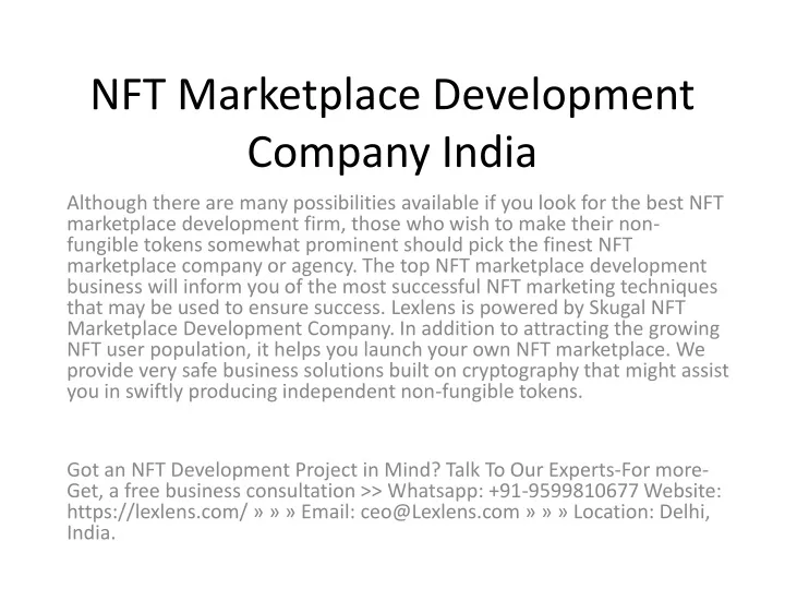 nft marketplace development company india