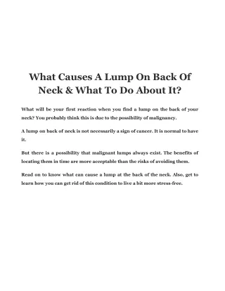 What Causes A Lump On Back Of Neck & What To Do About It