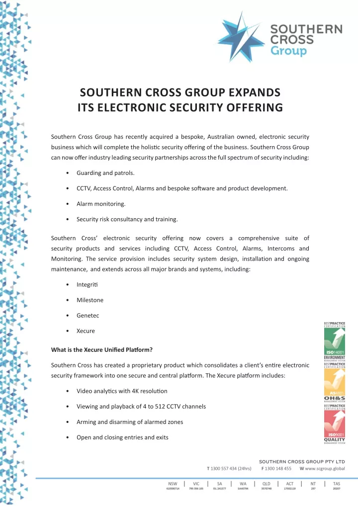 southern cross group expands its electronic