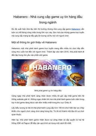 Habanero - Nhà cung cấp game uy tín hàng đầu trong ngành