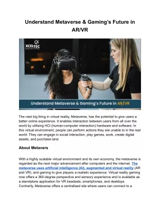 understand metaverse gaming s future in ar vr