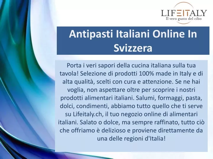 antipasti italiani online in svizzera