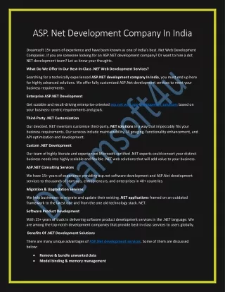 ASP. Net Development Company In India