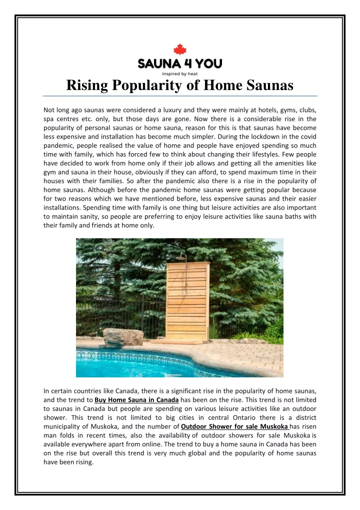 rising popularity of home saunas