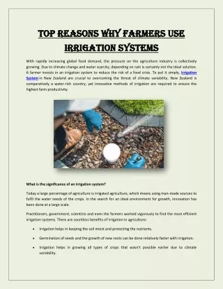 Top Reasons Why Farmers Use Irrigation Systems