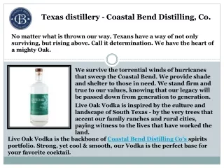 Colonel Fannin's Whiskey - Vodka made in Texas - Vodka - Coastal Bend Distilling, Co.