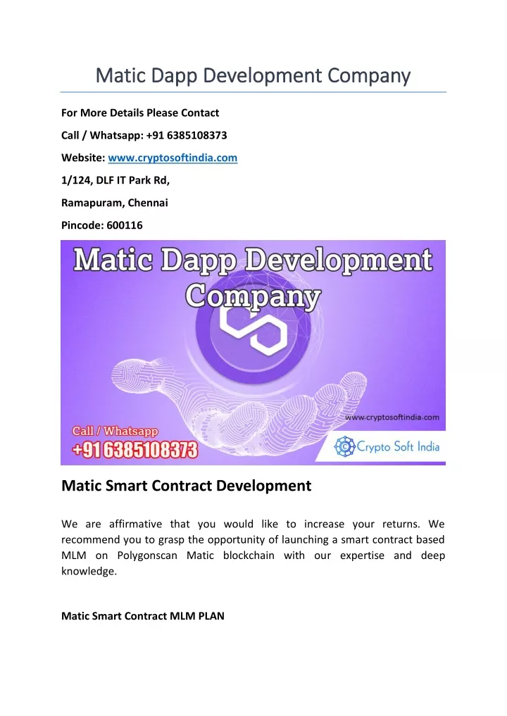 matic dapp development company matic dapp