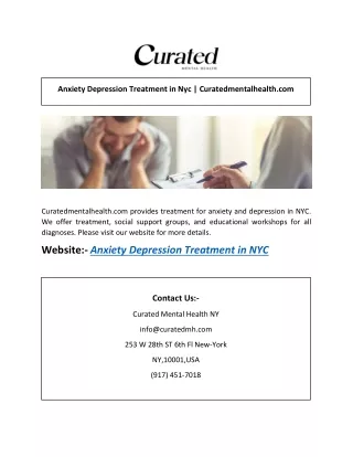 PPT - Anxiety Depression Treatment in Nyc | Curatedmentalhealth.com ...