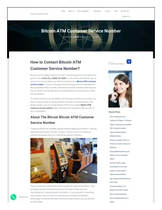 Bitcoin ATM Customer Service Number