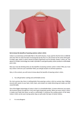 Get to know the benefits of wearing summer cotton t-shirts