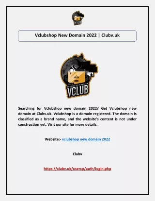 Vclubshop New Domain 2022 | Clubv.uk