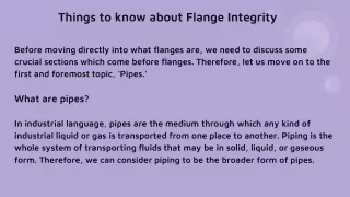 things to know about flange integrity
