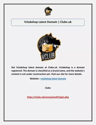 Vclubshop Latest Domain | Clubv.uk