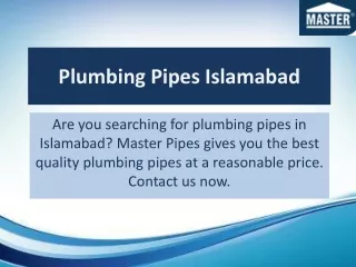 Plumbing Pipes Islamabad
