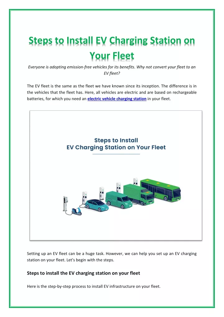 steps to install ev charging station on your fleet