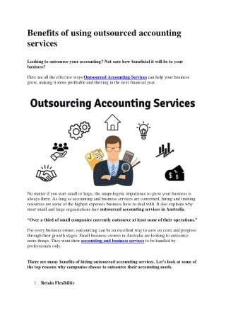 Benefits of using outsourced accounting services
