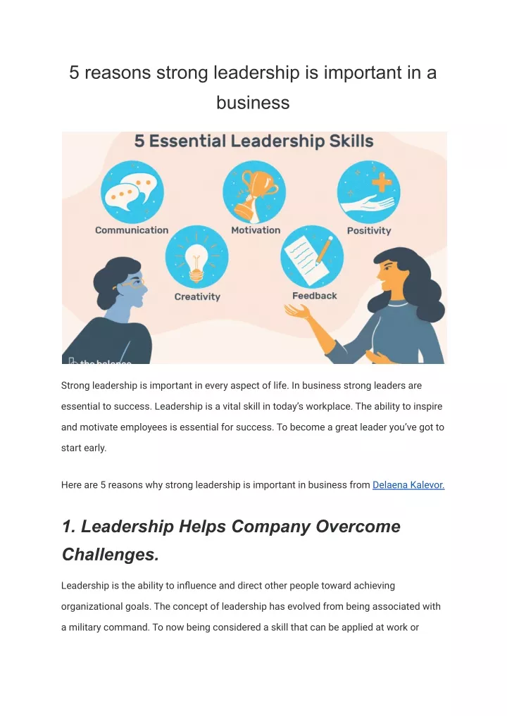 5 reasons strong leadership is important