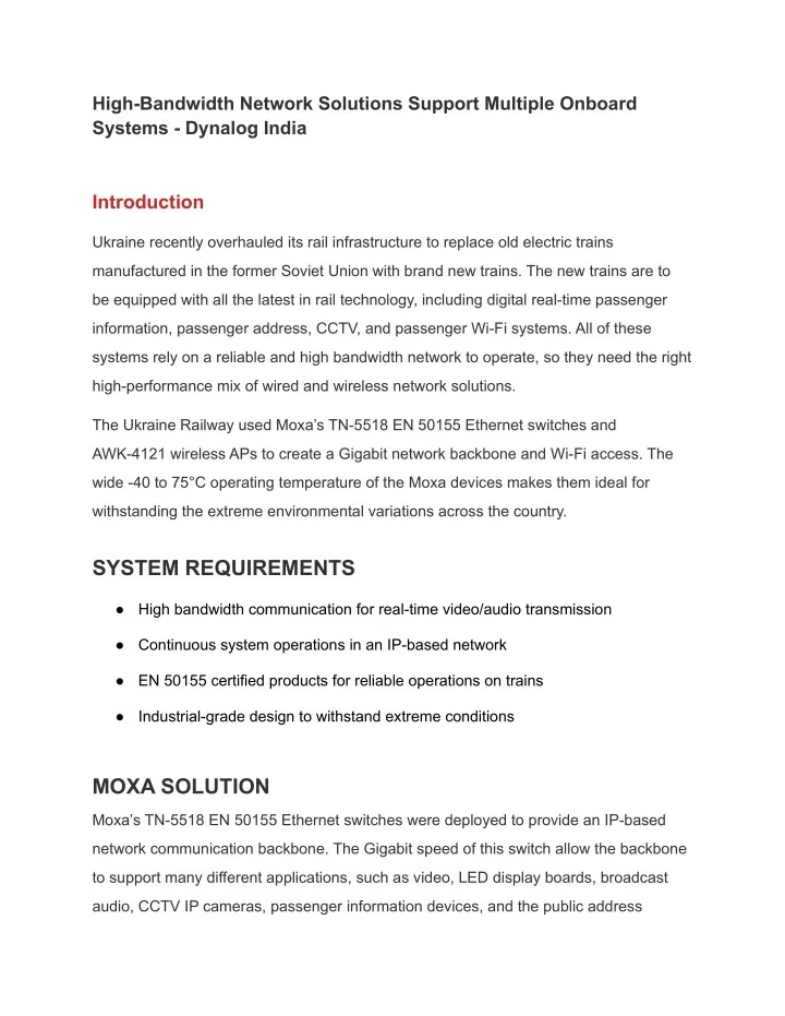 high bandwidth network solutions support multiple