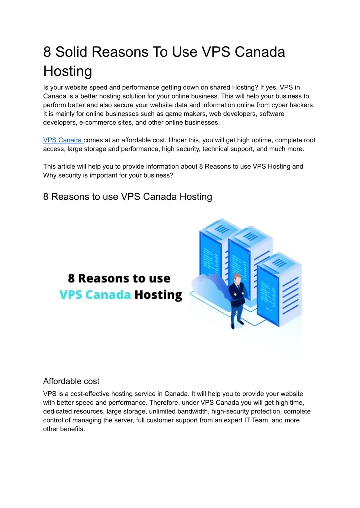 8 solid reasons to use vps canada hosting