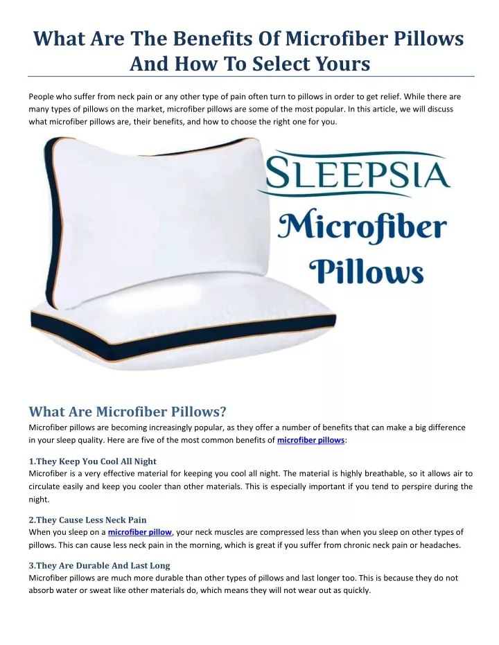 what are the benefits of microfiber pillows