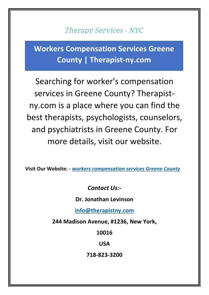 workers compensation services greene county