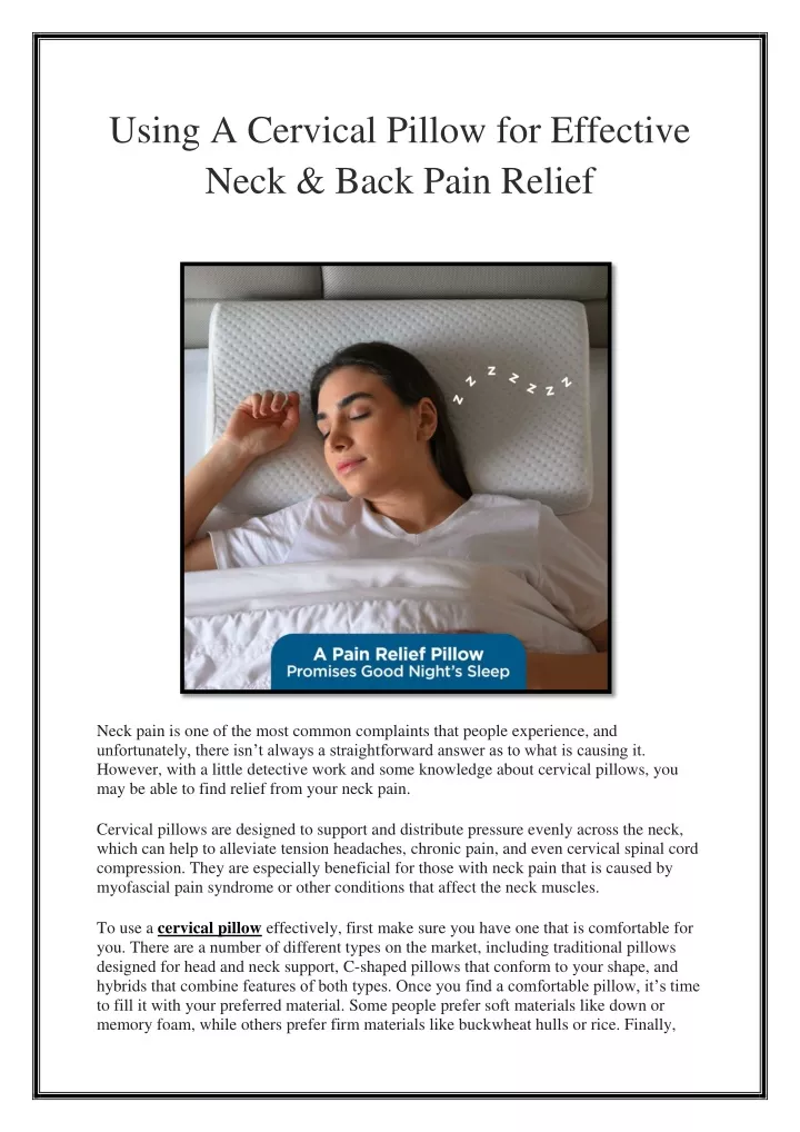 using a cervical pillow for effective neck back