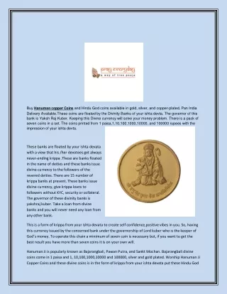 Hanuman Copper Coins