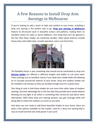 a few reasons to install drop arm awnings