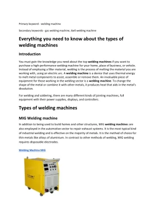 primary keyword welding machine
