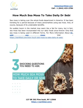 How Much Sea Moss To Take Daily Dr Sebi