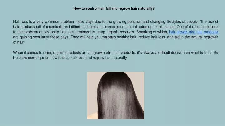 how to control hair fall and regrow hair naturally
