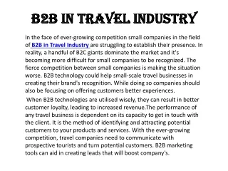 B2B in Travel Industry