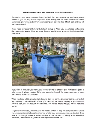 minimize your clutter with allen bulk trash